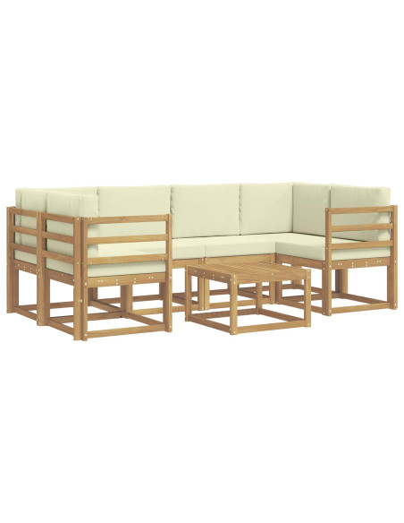 Set di divani da esterno con cuscino 7 pcs Bianco e Crema