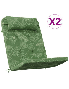 Cuscini Sedia Adirondack 2 pz Motivo a Foglie in Tessuto Oxford 2