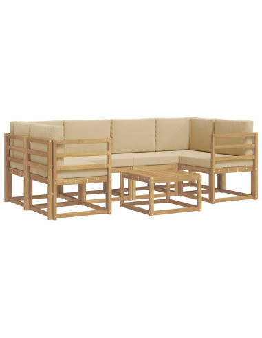 Set di divani da esterno con cuscino 7 pcs Bianco e Beige