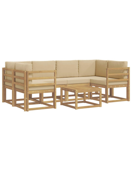 Set di divani da esterno con cuscino 7 pcs Bianco e Beige