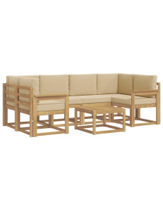 Set di divani da esterno con cuscino 7 pcs Bianco e Beige 2