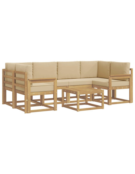 Set di divani da esterno con cuscino 7 pcs Bianco e Beige