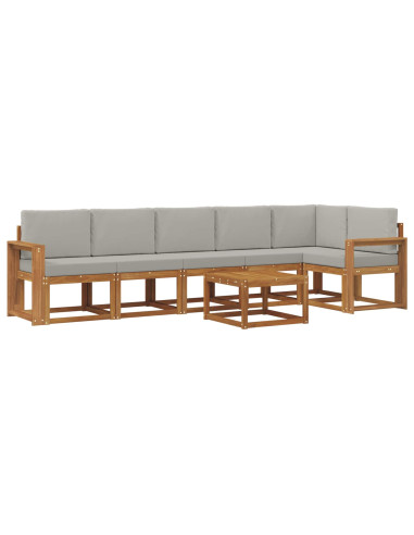 Set di divani da esterno 7 pcs Grigio Naturale e Chiaro