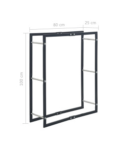 Rastrelliera per Legna da Ardere Nera 80x25x100 cm in Acciaio