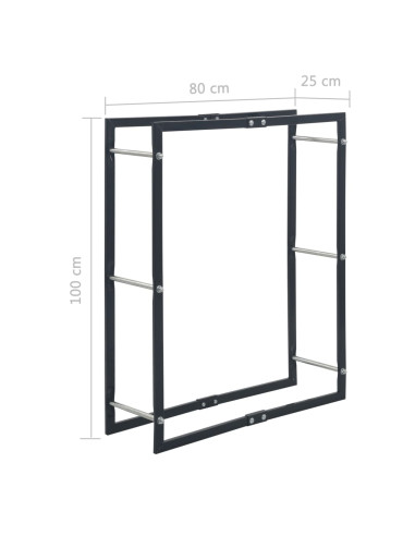Rastrelliera per Legna da Ardere Nera 80x25x100 cm in Acciaio