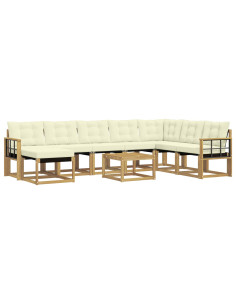 Set di divani da esterno con cuscino 9 pcs Bianco e Crema 2