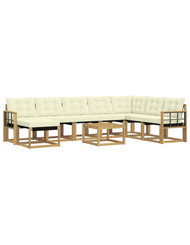 Set di divani da esterno con cuscino 9 pcs Bianco e Crema