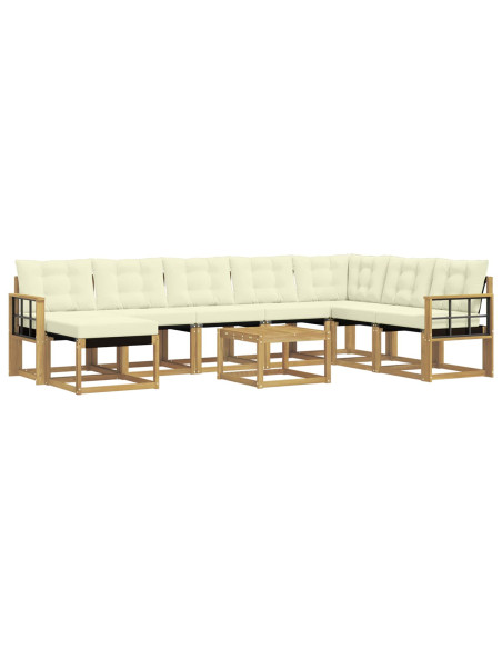 Set di divani da esterno con cuscino 9 pcs Bianco e Crema