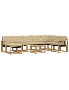Set di divani da esterno con cuscino 9 pcs Bianco e Beige 2