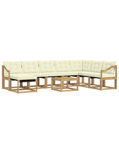 Set di divani da esterno con cuscino 9 pcs Bianco e Crema 2