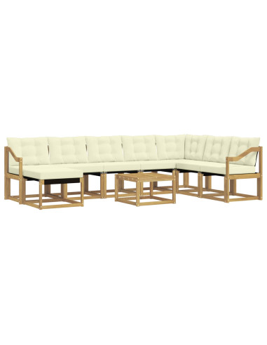 Set di divani da esterno con cuscino 9 pcs Bianco e Crema