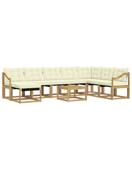 Set di divani da esterno con cuscino 9 pcs Bianco e Crema