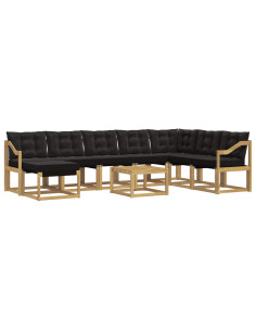 Set di divani da esterno con cuscino 9 pcs Bianco e Nero 2