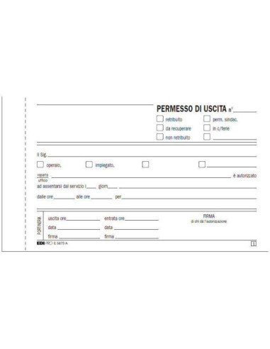 CF10BLOCCO PERMESSO USCITA 50X2RIC