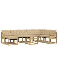 Set di divani da esterno con cuscino 9 pcs Bianco e Beige 2
