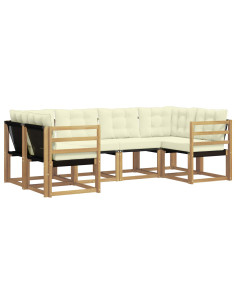 Set di divani da esterno con cuscino 6 pcs Bianco e Crema 2