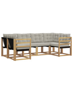 Set di divani da esterno 6 pcs Bianco e Grigio Chiaro 2