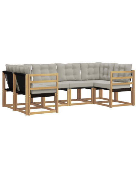 Set di divani da esterno 6 pcs Bianco e Grigio Chiaro