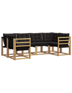Set di divani da esterno con cuscino 6 pcs Bianco e Nero 2