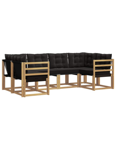 Set di divani da esterno con cuscino 6 pcs Bianco e Nero