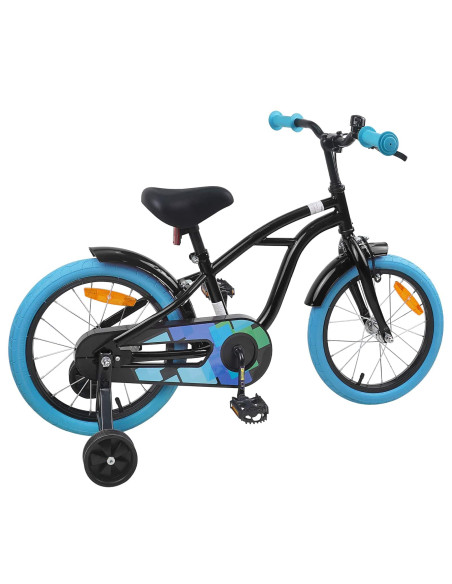 Bicicletta per Bambini 16 Pollici per bambini di 4-6 anni Nero