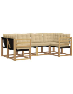 Set di divani da esterno con cuscino 6 pcs Bianco e Beige 2