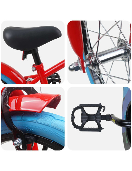 Bicicletta per Bambini 16 Pollici per bambini di 4-6 anni Rosso