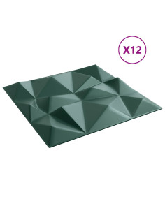 Pannelli da parete 12 pcs Verde Diamante 50 x 50 cm Schiuma XPS 2