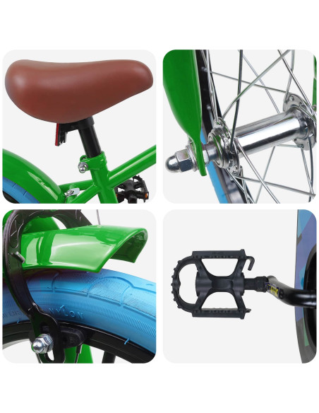 Bicicletta per Bambini 16 Pollici per bambini di 4-6 anni Verde