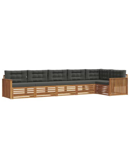 Set di divani da esterno con cuscino 6 pcs Naturale e Antracite