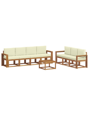 Set di divani con cuscino 8 pcs Naturale e Crema