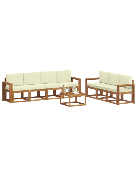 Set di divani con cuscino 8 pcs Naturale e Crema