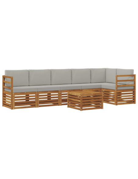 Set divani con cuscino 7 pcs Grigio Naturale e Chiaro