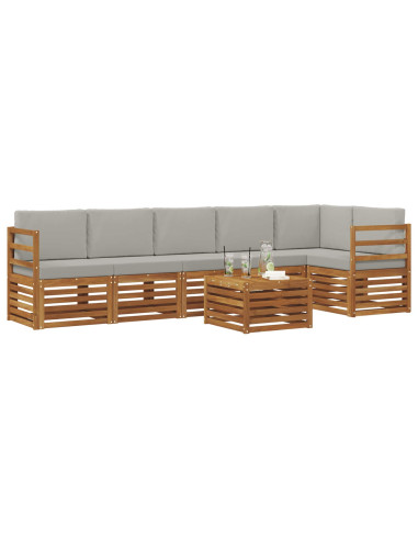 Set divani con cuscino 7 pcs Grigio Naturale e Chiaro