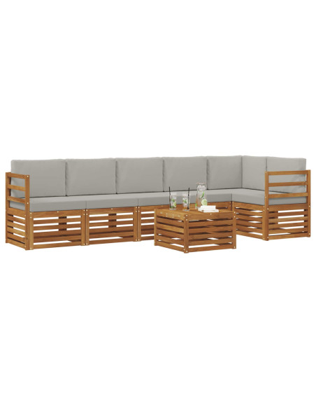 Set divani con cuscino 7 pcs Grigio Naturale e Chiaro