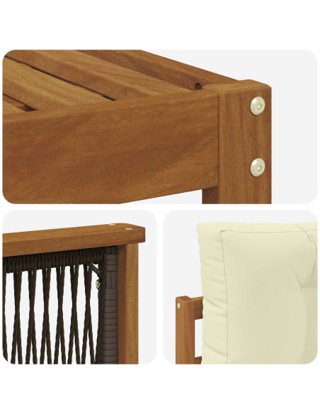 Set di divani da esterno con cuscino 5 pcs Naturale e Crema