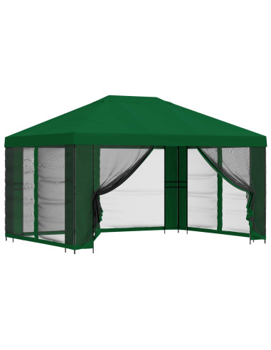 Gazebo da giardino con pareti laterali 4 × 3 m Verde
