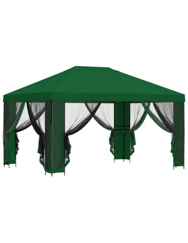 Gazebo da giardino con pareti laterali 4 × 3 m Verde