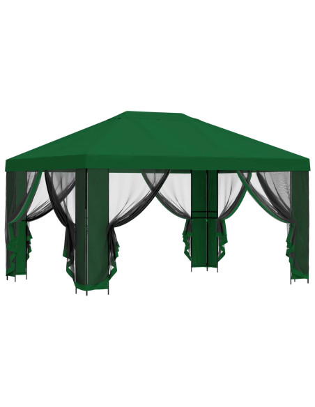 Gazebo da giardino con pareti laterali 4 × 3 m Verde