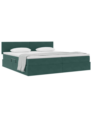 Letto con Contenitore Verde Scuro 200 x 200 cm Velluto