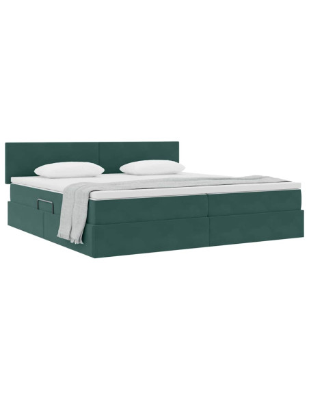 Letto con Contenitore Verde Scuro 200 x 200 cm Velluto