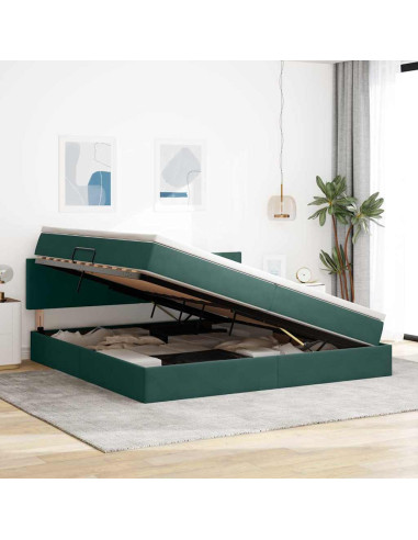 Letto con Contenitore Verde Scuro 200 x 200 cm Velluto