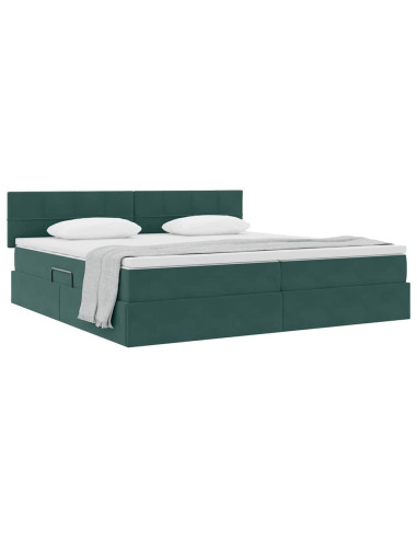 Letto con Contenitore Verde Scuro 200 x 200 cm Velluto