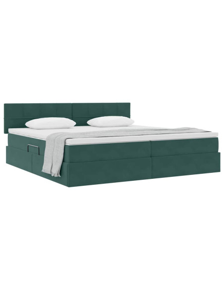Letto con Contenitore Verde Scuro 200 x 200 cm Velluto