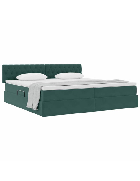 Letto con Contenitore Verde Scuro 200 x 200 cm Velluto