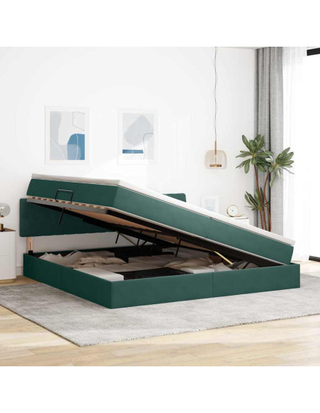 Letto con Contenitore Verde Scuro 200 x 200 cm Velluto