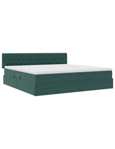 Letto con Contenitore Verde Scuro 200 x 200 cm Velluto