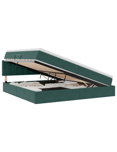Letto con Contenitore Verde Scuro 200 x 200 cm Velluto