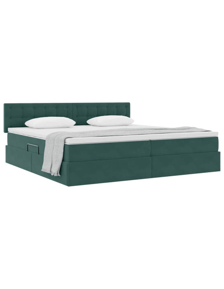 Letto con Contenitore Verde Scuro 200 x 200 cm Velluto