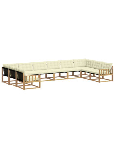 Set di divani da esterno con cuscino 10 pcs Bianco e Crema 2